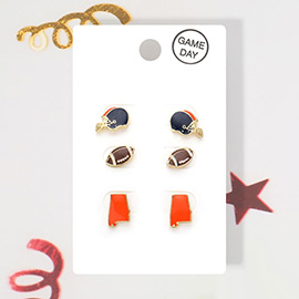 3Pairs - Game Day Auburn University Helmet Football State Map Stud Earrings