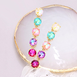 Round Stone Link Dangle Evening Earrings