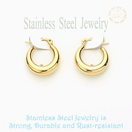 18K Gold Dipped Stainless Steel 0.75 Inch Metal Hoop Pin Catch Earrings