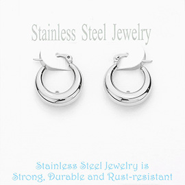 Stainless Steel 0.75 Inch Metal Hoop Pin Catch Earrings
