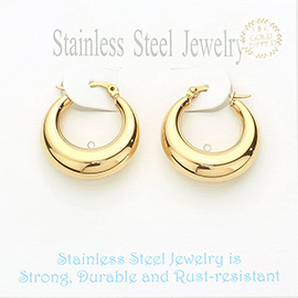 18K Gold Dipped Stainless Steel 1 Inch Metal Hoop Pin Catch Earrings