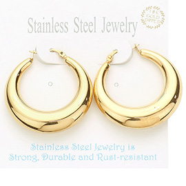 18K Gold Dipped Stainless Steel 1.5 Inch Metal Hoop Pin Catch Earrings