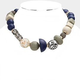 Geometric Wood Ball Necklace