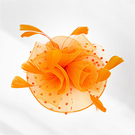 Feather Mesh Flower Fascinator / Headband