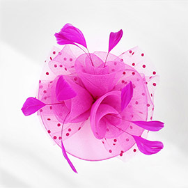 Feather Mesh Flower Fascinator / Headband