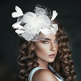 Feather Mesh Flower Fascinator / Headband