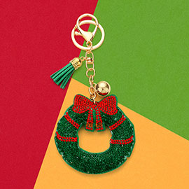 Bling Bow Wreath Tassel Keychain
