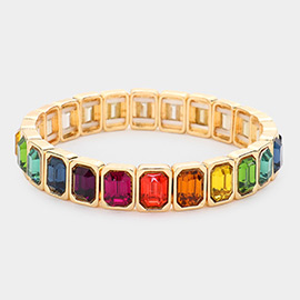 Emerald Cut Stone Stretch Evening Bracelet