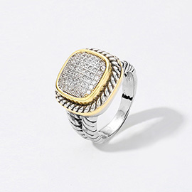 CZ Stone Paved Square Ring