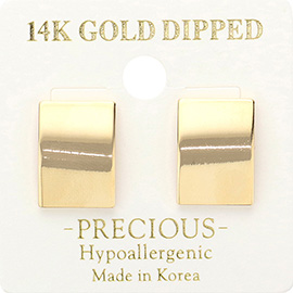 14K Gold Dipped Hypoallergenic Rectangular Plate Stud Earrings