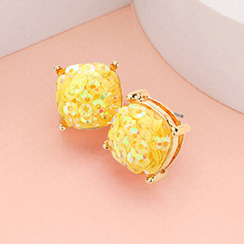 Square Druzy Stud Earrings