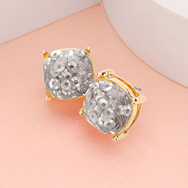 Square Druzy Stud Earrings