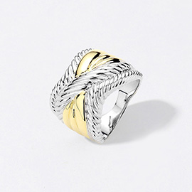 Two Tone Criss Cross Ring