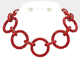 Baguette Stone Embellished Bling O Ring Link Necklace