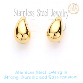 18K Gold Dipped Stainless Steel Curved Teardrop Earrings