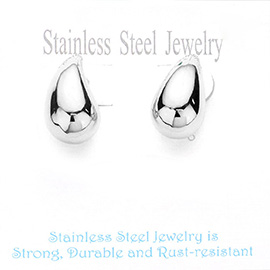 Stainless Steel Curved Teardrop Earrings