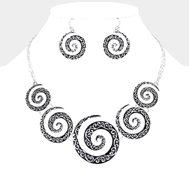 Boho Antique Metal Spiral Necklace