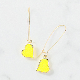 Druzy Heart Dangle Earrings