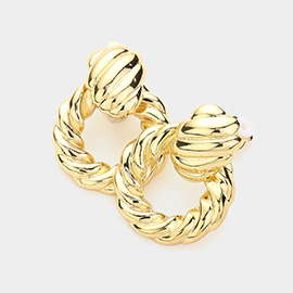 Textured Metal Doorknocker Clip On Earrings