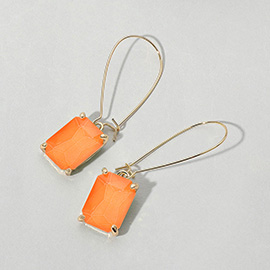 Emerald Cut Stone Dangle Evening Earrings