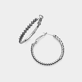 CZ Stone Paved Hoop Evening Earrings