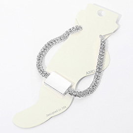 Metal Bar Pointed Rhinestone Paved Chain Anklet