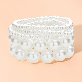 5PCS - Pearl Beaded Multi Layered Stretch Bracelets
