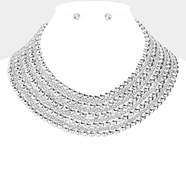 Metal Bubble Bib Choker Necklace