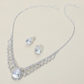 CZ Teardrop Stone Pointed Rhinestone Paved Necklace