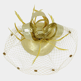 Feather Mesh Bow Fascinator / Headband