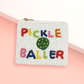 PICKLEBALLER Message Seed Beaded Mini Pouch Bag