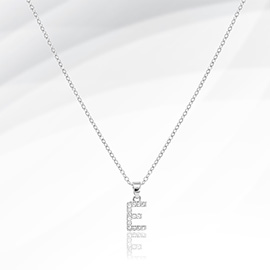 -E- Stainless Steel CZ Stone Paved Initial Monogram Pendant Necklace