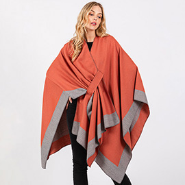 Two Tone Pull Through Shawl Ruana Poncho
