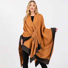 Two Tone Pull Through Shawl Ruana Poncho