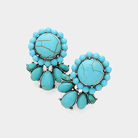 Western Abstract Turquoise Stone Cluster Earrings