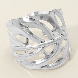 Metal Cutout Tropical Leaf Cuff Bracelet