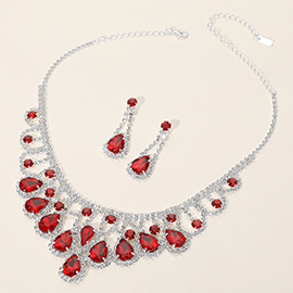 Teardrop Stone Embellished Rhinestone Paved Collar Necklace