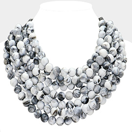Chunky Acrylic Ball Beaded Multi Layered Faux Leather Magnetic Necklace