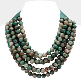 Chunky Acrylic Ball Beaded Multi Layered Faux Leather Magnetic Necklace