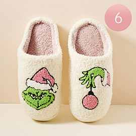 6Pairs - Christmas Grinch Green Monster Home Slippers