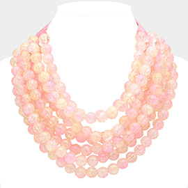 Chunky Acrylic Beaded Multi Layered Faux Leather Magnetic Necklace