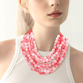 Chunky Acrylic Ball Beaded Multi Layered Faux Leather Magnetic Necklace