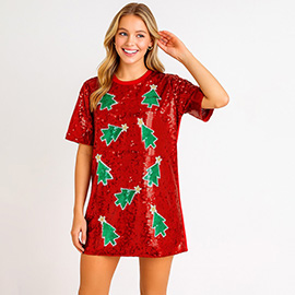 Christmas Tree Sequin Jersey Top