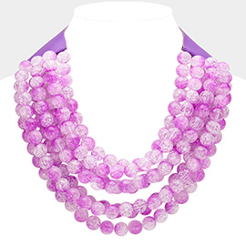 Chunky Acrylic Beaded Multi Layered Faux Leather Magnetic Necklace
