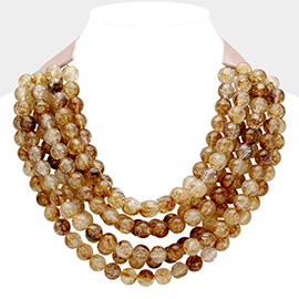 Chunky Acrylic Ball Beaded Multi Layered Faux Leather Magnetic Necklace