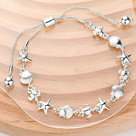 Metal Starfish Turtle Shell Link Adjustable Pull Tie Bracelet