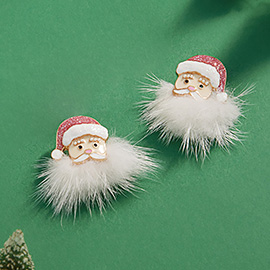 Glittered Enamel Santa Pom Earrings