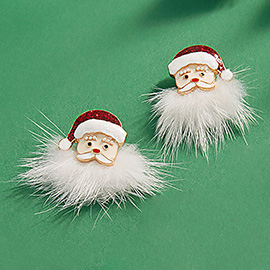 Glittered Enamel Santa Pom Earrings
