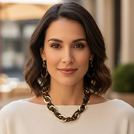 Chic Tortoise Resin Metal Linked Chain Necklace