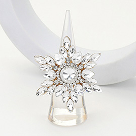 Round Marquise Stone Embellished Snowflake Stretch Ring
